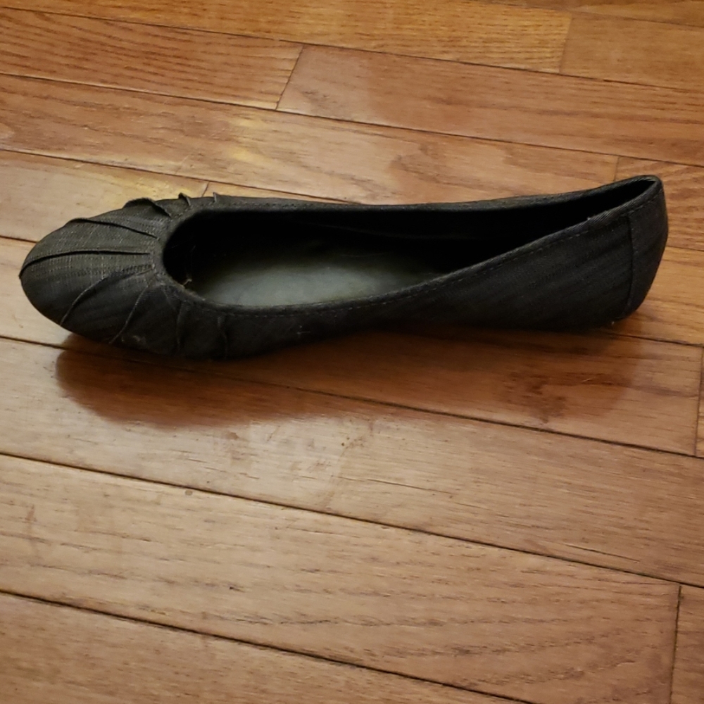 Black denim flats